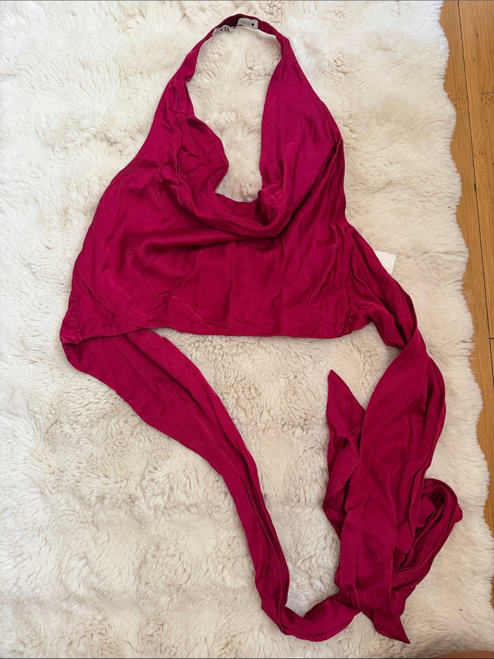 Zara Cowl Neck Halter Wrap Top in Deep Fuchsia